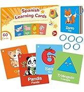 Edumix Toddler Spanish Learning Flash Cards, 60 PCS Double Sides Bilingual Flashcards for Numbers...