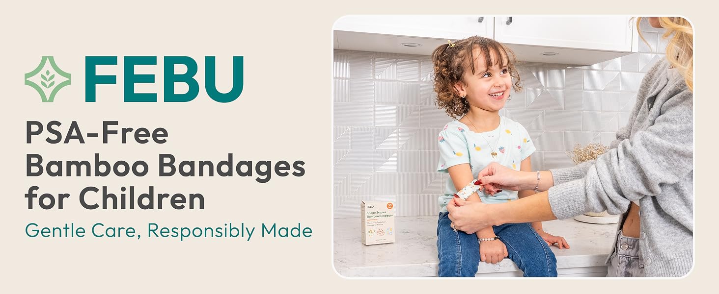 FEBU Bamboo Bandages for sensitive skin. Children patterns