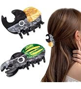 2 PCS Rhinoceros Beetle Hair Clip Fantasy Hair Claw Clip Acetate Barrettes for Thick & Thin Hair ...