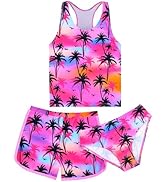 Girls Tankini Swimsuit 3 Piece Bathing Suit Set Cute Bikini Swimwear with Shorts Summer UPF 50+ R...