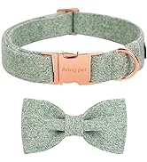 ARING PET Bowtie Dog Collar-Cotton Green Dog Collar with Bow, Comfortable Dog Collars Gifts with ...