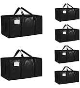 6 Pack-Extra Large Heavy Duty Moving Bags - Waterproof Storage Totes with Handles & Zippers, Fold...