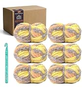 SIXLAMB 6-Pack Jumbo Chenille Yarn, 42 oz/150 Yards Total (7oz/25yds Each), Non-Vacuum Packed Sno...