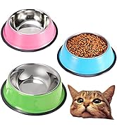 YUDANSI Stainless Steel Cat Bowls 3 Pack, Puppy Small Dogs Bowls for Food and Water, Cat Dish Set...