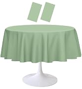 RINDOJIN 2 Pack Sage Green Round Tablecloth 84 x 84 Inch Circle Plastic Table Cover Disposable Ta...