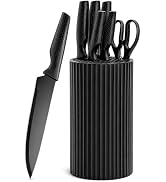Small Knife Block Set, Modern Kitchen Knife Scissors with Universal Round Holder, Home Apartment ...
