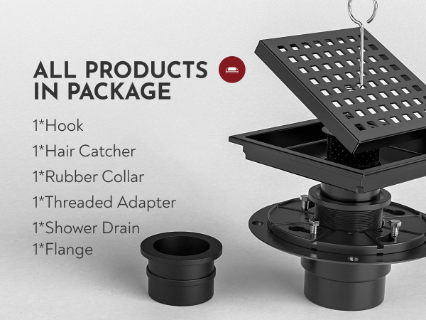 Black square shower drain