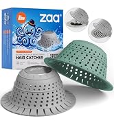 zaa Bathtub Drain Strainer Silicone Bathroom Stopper Fixture Accessories | Gray Green 2-Pack Whit...