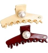 Acetate Hair Claw Clip for Women, Large Pearl Hair Clip with Glossy Finish, 4.33 Inch Shark Clip ...