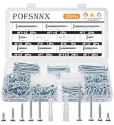 Pofsnnx 255PCS High Hardness Wood Screws Assortment Kit, #6#8 Phillips Flat Head, for Wood, Drywa...