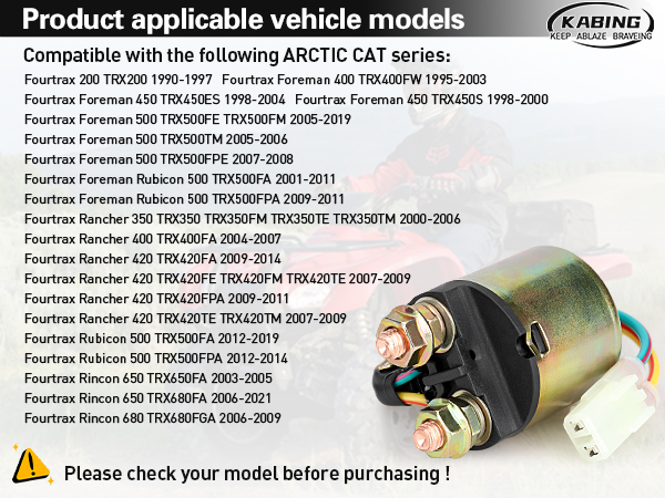 Starter Solenoid Relay for Honda TRX 350 Rancher 350 TRX420 Rancher 420 Foreman 450 Foreman 500