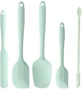 DUFEIMOY 5 Piece Mint Green Silicone Spatula Set, Heat Resistant Rubber Spatulas Set, Silicone Ki...
