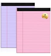 Legal Pads 8.5 x 11 Colored Note Pads, 2 Pack Notepads 8.5 x 11 Lined Paper, Colored Notebook Pap...