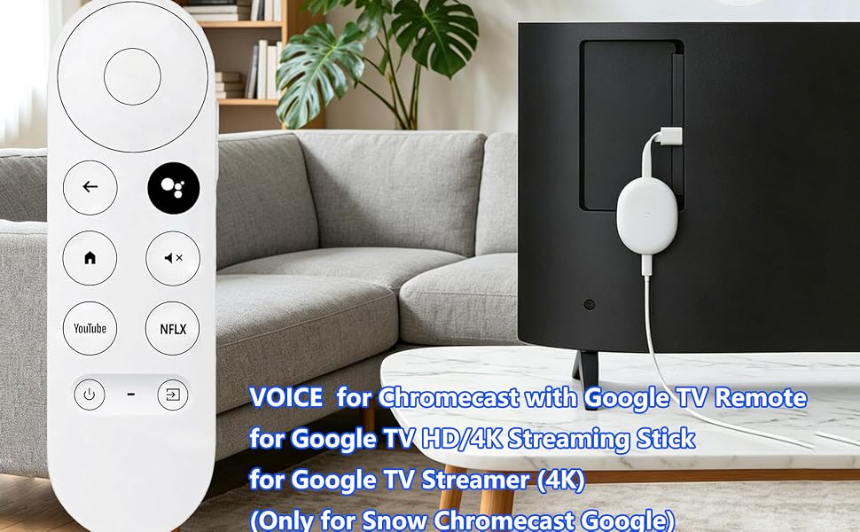 Voice Remote Control for Google Chromecast TV 4K