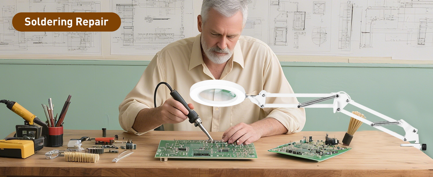 magnifying light for crafts hands free lighted magnifying glasses desk lamp Soldering Repair
