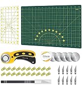 Headley Tools Rotary Cutter Set - 45mm Fabric Cutter, 5 Extra Rotary Blades, A3 Cutting Mat, Quil...