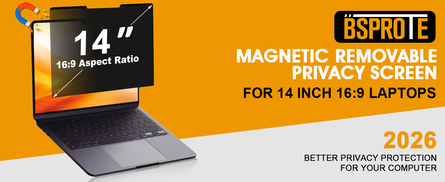 Magnetic privacy screen 14 inch 16:9