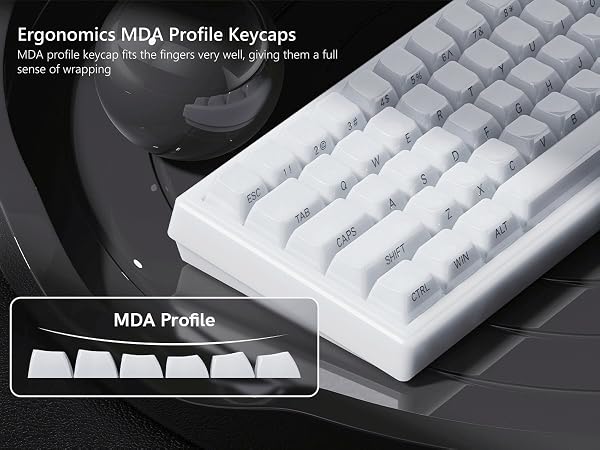 Keyboard Keycaps Jelly - Ceramic Keycaps 75%, Clear White Key Cap, Transparent Side Printed