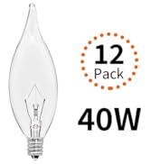 CYLYT 12-Pack E12 Incandescent Candle Light Bulbs 40W Warm White 2500K, 380 Lumen Dimmable Chande...