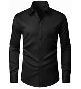J.VER Men's Dress Shirts Stretch Stain Shield Button Down Shirt Solid Formal Business Casual Long...