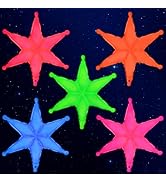 Mega-L Glow in the Dark Party Supplies, 5 Pcs Neon Hexagram Balloons Set | Fluorescent Red, Lemon...