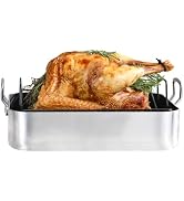 KITESSENSU Hard Anodized Nonstick Roasting Pan with Rack - 16 x 12 inch Aluminum Turkey Roaster B...