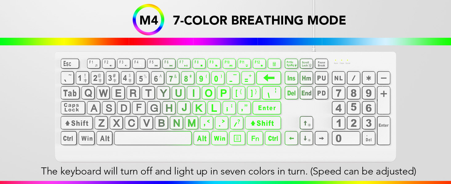 white backlit keyboard