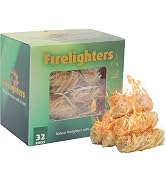 GEEKHOM 32 pcs Fire Starters – Natural Wax Wood Firelighters for Fireplace, Wood Stove, BBQ, Gril...