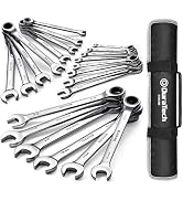 DURATECH 22-Piece Ratcheting Wrench Set, Combination Wrench Set, Metric&SAE | 1/4" to 3/4" & 6mm-...