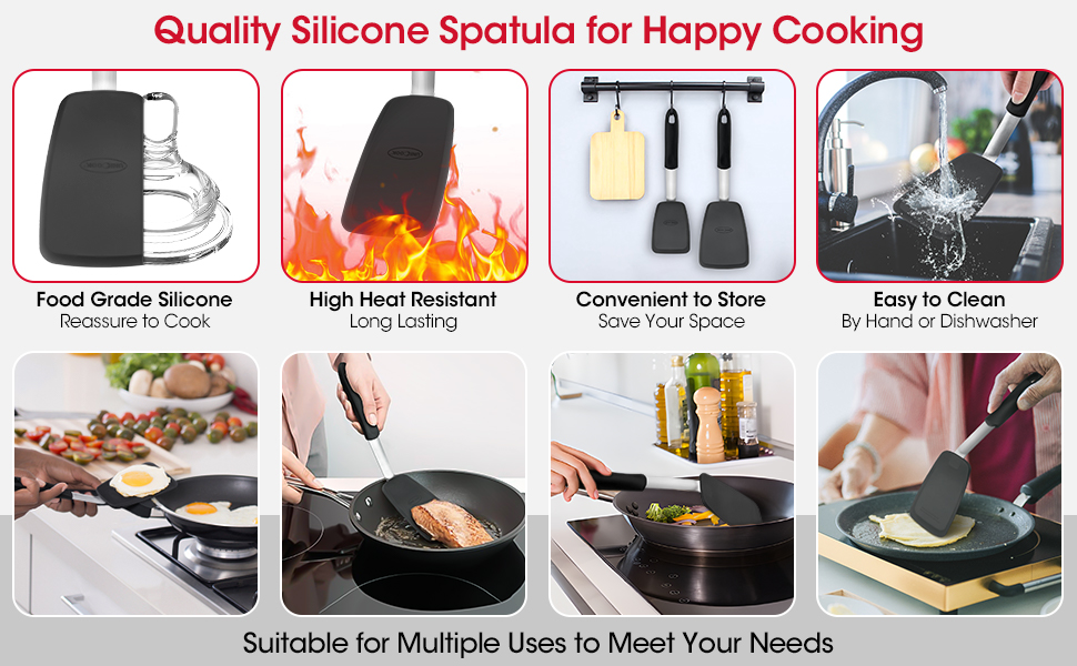 Unicook spatula is ideal for flipping fragile and lightweight foods such as eggs, fillets and more.
