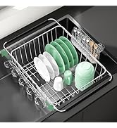 Fanbsy Dish Drying Rack in Sink, Extendable Stainless Steel Dish Drainers for Kitchen Counter, An...