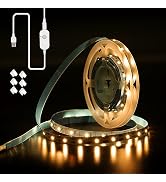 Xuuza Motion Sensor LED Light Strip, Ultra Warm Yellow 2200K Strip Light USB Powered 16.4ft, Day/...