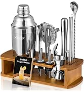 KITESSENSU Cocktail Shaker Set Bartender Kit with Stand | Bar Set Drink Mixer Set with All Essent...