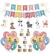28Pcs Dog Birthday Party Decoration Set Include Vintage Dog Birthday Banner Puppy Print Hanging S...