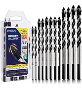 12-PCS Masonry Drill Bit Set & Concrete Drill Bit Set, 1/8 to 1/2 inch Professional Carbide Drill...