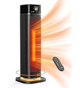 JRD 24" Fast Heating Space Heater, Portable Electric Heater with Remote, Night Light, 80° Oscilla...