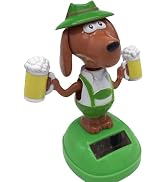 1Pc Green Solar Powered Dancing Beer Dog Ornaments,Swinging Animated Dancer,Solar Powered Dancing...