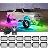 MICTUNING Y1 RGB+IC Dream Color LED Rock Lights Kit - Upgraded 12 Pods Underglow Lights for Truck...