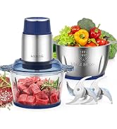 KOIOS Small Food Processor with 2 Bowls (8 Cup+8 Cup) & 2 Sets Bi-level Blade, 2L Electric Food C...
