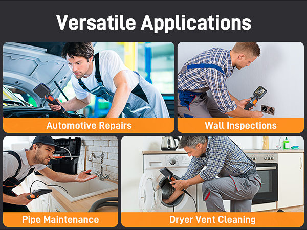 Mechanic Fiber Optic Snake Scope Cam for Wall Automotive Engine Sewer Drain Duct Pipe Inspection