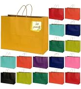 BLEWINDZ 50Pcs Kraft Gift Bags Bulk Large Size 16"x6"x12", Colorful Paper Bags with Handles, Shop...