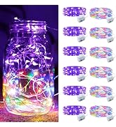 ZGWJ 12 Pack Battery Powered Fairy Lights, Mixed Colors 7Ft 20 Mini LED Silver Wires, 3 Modes for...