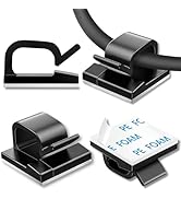 100 Pcs Cable Clips, Adhesive Cable Organizer Cord Holder Wire Clip Wire Management Self Adhesive...