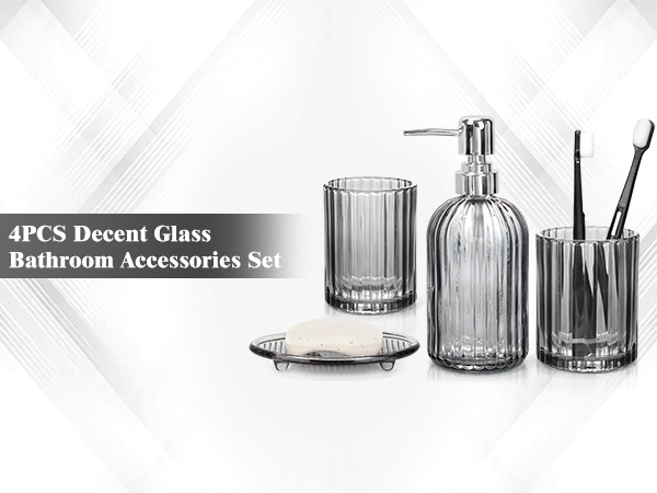 4PCS Decent Glass Bathroom Accessories Set