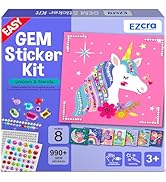 EZCRA Easy Arts and Crafts for Kids - Fun Gem Sticker Kit - 8 Unicorn Princess Themes, 990+ Stick...