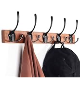 Kruodop Wall Mounted Coat Rack, hat Rack and Coat Hook with 5 Heavy Duty Hooks for Hanging, Rusti...