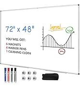 TOWON Silver Border Whiteboard Dry Erase, 72x48 in White Board Dry Erase, Presentation Magnetic A...