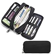 Della Gao Large Capacity Pencil Case, Aesthetic Pencil Pouch with 3 Compartments Nylon Storage Pe...