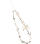 YuanHolumid Beaded Phone Charm Lanyard Wrist Strap Creative Bowknot Pearl Beads Phone Chain Cellp...