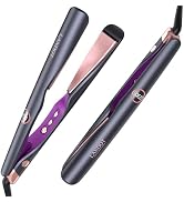 LANDOT Twist Flat Iron 2-in-1 Hair Straightener & Curler, 1 Inch Ceramic Plates, 12 Heat Settings...